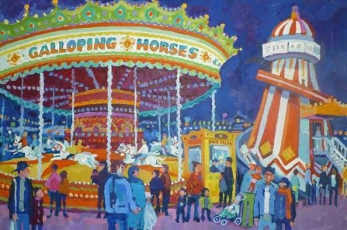 Oil Painting Funfair Hyde Park 2 London by Artist Michael Warren.jpg