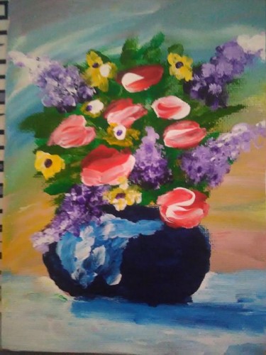 Finger painting flowers in a vase.jpg