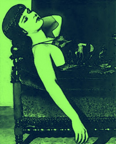 LOUISE BROOKS DIGITAL FRESCO IN BLACK AND GREEN..jpg